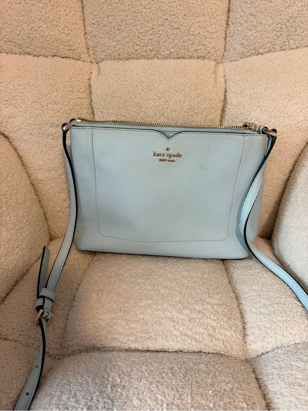 kate spade Light Blue Pebbled Leather Crossbody (stain back purse )